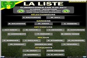 Algérie / Mauritanie : Les 21 juniors sélectionnés
