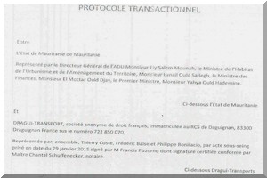Protocole transactionnel entre la Mauritanie et Pizzorno : Ordures…