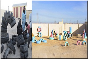 Nouadhibou : Cour de recréation équipée grâce aux matériaux de récupération [PhotoReportage]